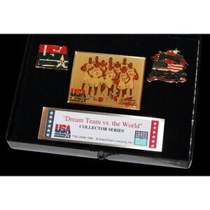 1996 NBA USA Basketball Dream Team vs The World Collector Series Pin Set Vintage